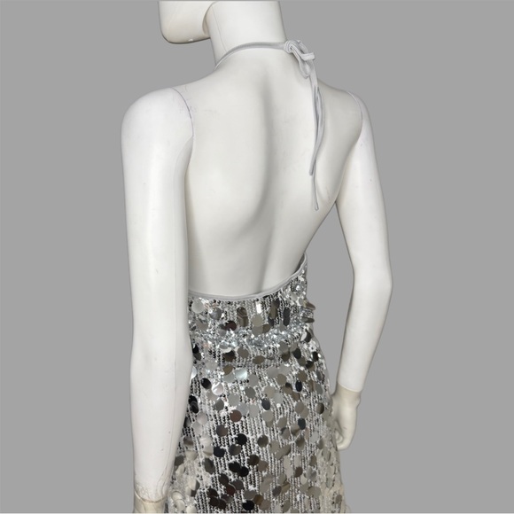 Know One Cares Silver Sequin Halter Neck Mini Dress - Picture 3 of 5